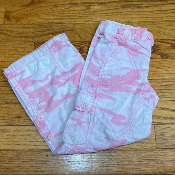 Faded Glory ❤️ Girl Pink & White Cotton Belt Looped Pant ms - Size 5 (PRE-LOVED) - Picture 2 of 8